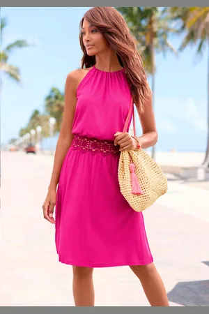vivance collection Sommerkleid, mit Häkeleinsatz in der Taille, elegantes Sommerkleid aus Jersey