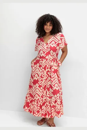 Sheego Maxikleid »Maxikleid in Wickeloptik, mit Grafikprint«