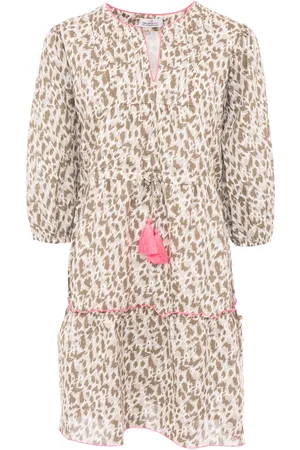 Zwillingsherz Sommerkleid »"Colorful Leopard"«, zum Binden mit Tasseln und kontrastfarbigen Details