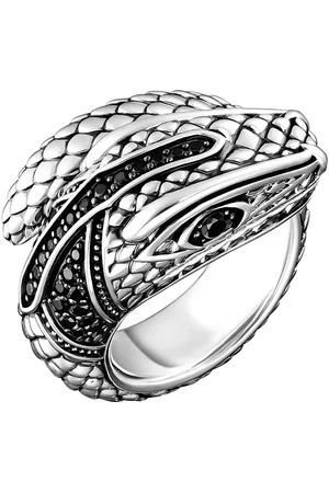 Thomas Sabo Fingerring »Ring in Schlangen-Optik mit schwarzen Steinen, TR1964-643-11-62-68«, mit Zirkonia (synth.)