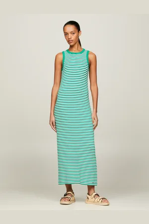 Tommy Hilfiger Midikleid »SLIM 5X2 STR RIB MIDI DRESS NS«, in gestreigter Optik