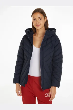 Tommy Hilfiger Steppjacke »CHEVRON MW PADDED JACKET«, mit Kapuze, mit mittelstarker Wattierung und Markenlabel