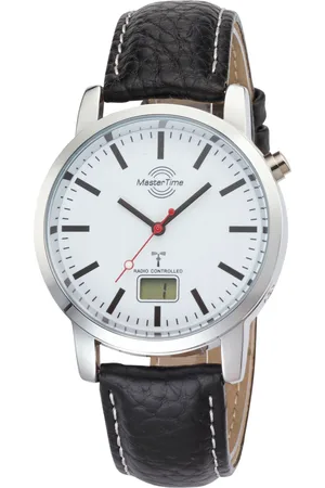 Master Time Funkuhr »Basic«, Armbanduhr, Quarzuhr, Herrenuhr, Datum, Lederarmband