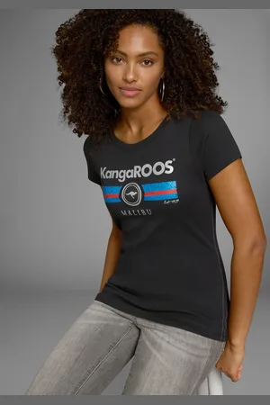 KangaROOS T-Shirt, Kurzarm, unifarben und bedruckt, Rundhalsausschnitt