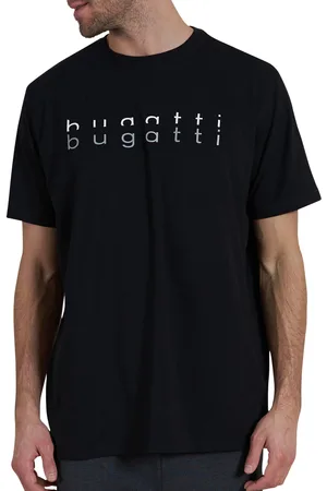 Bugatti T-Shirt »Palermo«, Kurzarm, Rundhalsausschnitt, -Schriftzug vorn