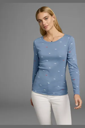 KangaROOS Langarmshirt, krempelbare Ärmel, sehr figurbetont, aus elastischer Rippware