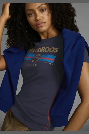 KangaROOS T-Shirt, Kurzarm, unifarben und bedruckt, Rundhalsausschnitt