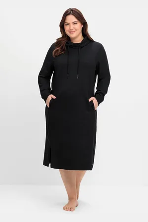 Sheego Sweatkleid »Sweatkleid mit weitem Kragen und Seitentaschen«, mit weitem Kragen und Seitentaschen