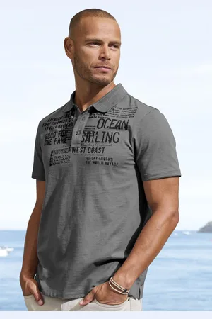 john devin Poloshirt »mit Print«, Regular-Fit, aus Slub-Qualität, mit Print