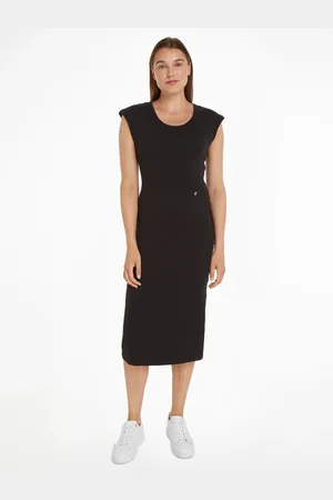 Tommy Hilfiger Midikleid »SLIM RIB DRS MIDI CAP SLEEVE«, im Basic Style