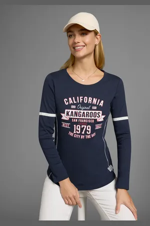 KangaROOS Langarmshirt, Langarm, sehr figurbetont, bedruckt und mit Stickerei