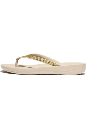 FitFlop Zehentrenner »iQUSHION SPARKLE - CLASSIC«, Keilabsatz, Sommerschuh, Schlappen mit funkelnden Glitzerbesatz