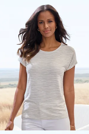 Lascana Kurzarmshirt »mit modischem Zebra-Muster«, aus weichem Viskose-Strick