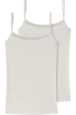 Schiesser Spaghettitop »"Cotton Lace"«, (2er-Pack), mit femininem Spitzenband am Dekolleté