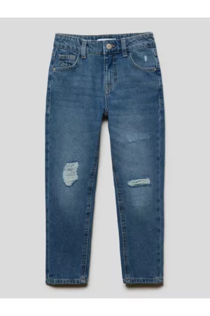 NAME IT Mädchen Baggy & Boyfriend Jeans - Mom Fit Jeans im Destroyed-Look, Größe 122