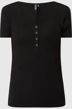 Pieces® T-Shirt mit kurzer Druckknopfleiste Modell 