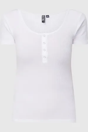 Pieces® T-Shirt mit kurzer Druckknopfleiste Modell 