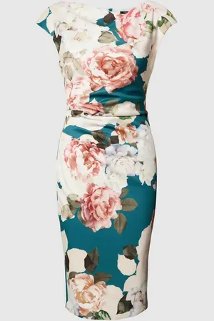 Swing Knielanges Cocktailkleid mit floralem Muster in , Größe 34