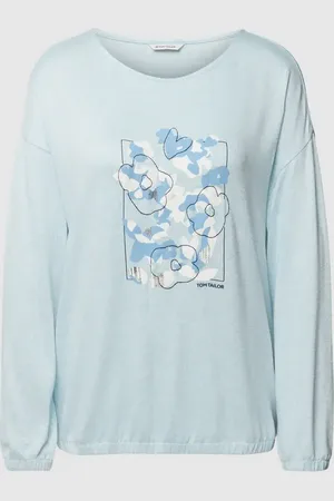 TOM TAILOR Longsleeve mit Motiv-Print und überschnittenen Schultern in , Größe XS