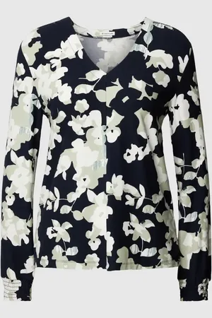 TOM TAILOR Longsleeve mit floralem Muster und V-Ausschnitt in , Größe XS