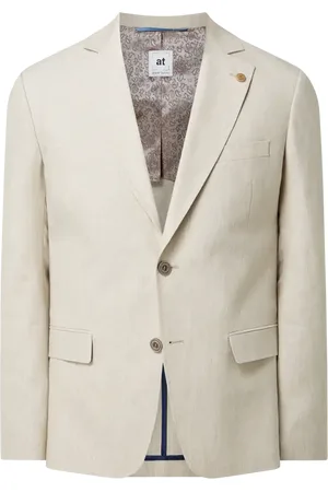 Atelier Torino Slim Fit 2-Knopf-Sakko aus Schurwoll-Leinen-Mix Modell 