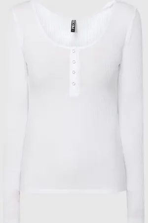 Pieces® Serafino-Shirt mit Stretch-Anteil Modell 