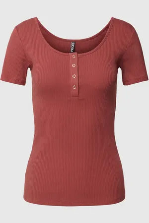 Pieces® T-Shirt mit kurzer Druckknopfleiste Modell 