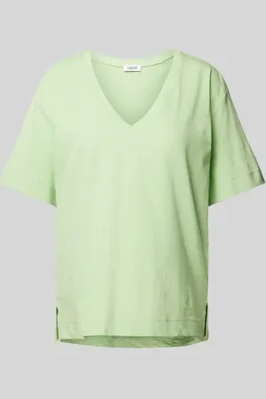 ESPRIT T-Shirt in unifarbenem Design mit V-Ausschnitt in , Größe S