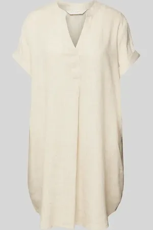 Apricot Knielanges Kleid mit Tunikakragen in , Größe XS