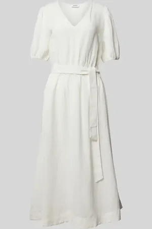 ESPRIT Midikleid aus Leinen-Viskose-Mix mit Bindegürtel in , Größe 38