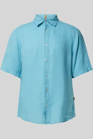 HUGO BOSS Regular Fit Leinenhemd mit 1/2-Arm Modell 