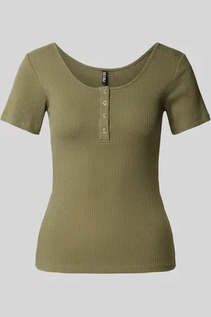 Pieces® T-Shirt mit kurzer Druckknopfleiste Modell 