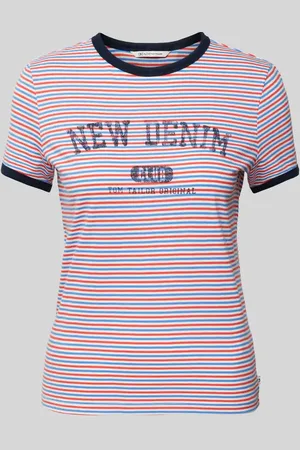 TOM TAILOR T-Shirt mit Statement-Label-Print in , Größe XS