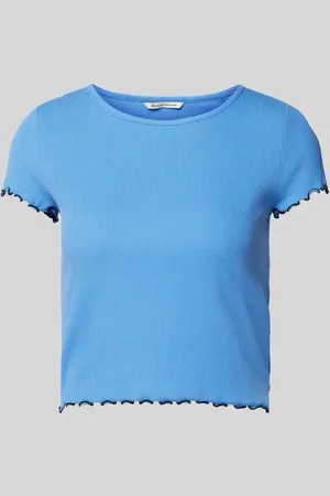 TOM TAILOR Cropped T-Shirt mit Muschelsaum in , Größe M