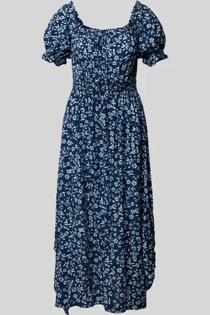 Apricot Midikleid aus Viskose mit floralem Muster in , Größe XS