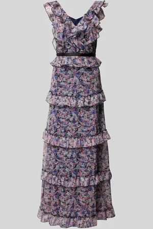Lipsy London Abendkleid mit floralem Muster und V-Ausschnitt in , Größe 32