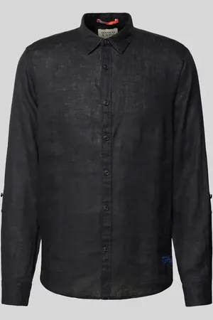 Scotch&Soda Regular Fit Leinenhemd mit Label-Stitching in , Größe L