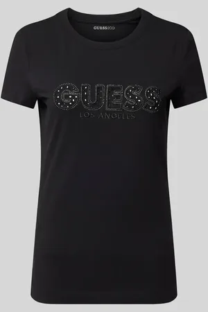 Guess T-Shirt mit Label-Stitching und Ziersteinbesatz in , Größe XS
