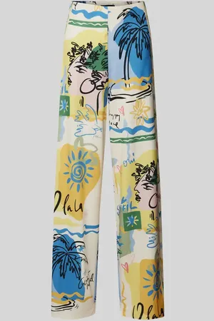 Oui Regular Fit Stoffhose mit Allover-Print in , Größe 34