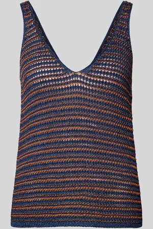 Stefanel Stricktop in Two-Tone-Machart mit V-Ausschnitt in , Größe L