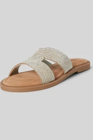 Tamaris Slides aus Leder mit Ziersteinbesatz in , Größe 37