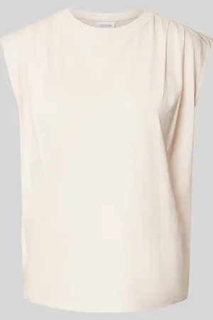 Comma, T-Shirt mit geripptem Rundhalsausschnitt in , Größe 42