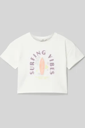 MANGO Cropped T-Shirt mit Motiv-Print Modell 