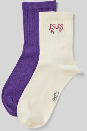 Jake*s Socken mit Motiv-Stitching im 2er-Pack in , Größe 39-42