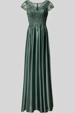 Luxuar Tailliertes Abendkleid mit Spitzen- und Ziersteinbesatz in , Größe 34