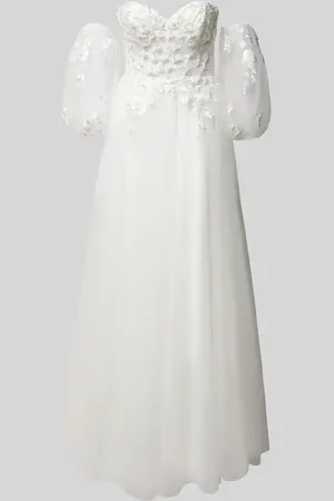 Luxuar Off-Shoulder-Brautkleid mit Spitzenbesatz in , Größe 32
