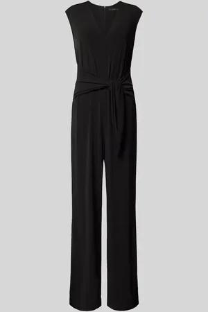 Oui Jumpsuit mit V-Ausschnitt und Bindegürtel in , Größe 36