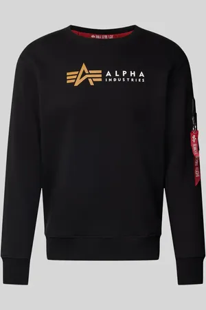 Alpha Industries Sweatshirt mit Label-Print und Reißverschlusstasche in , Größe S