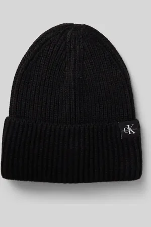 Calvin Klein Mütze mit breitem Umschlag und Label-Detail in , Größe S