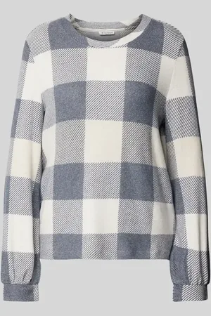 TOM TAILOR Regular Fit Langarmshirt aus gebürstetem Viskose-Mix mit Karomuster in , Größe L
